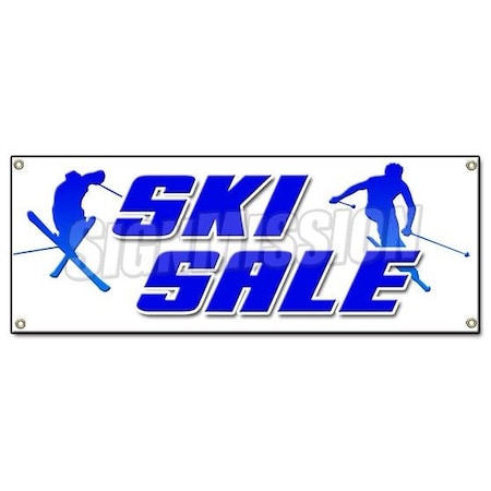 SKI SALE BANNER SIGN Snow Water Winter Boots Clothes Poles Name Brand Skier